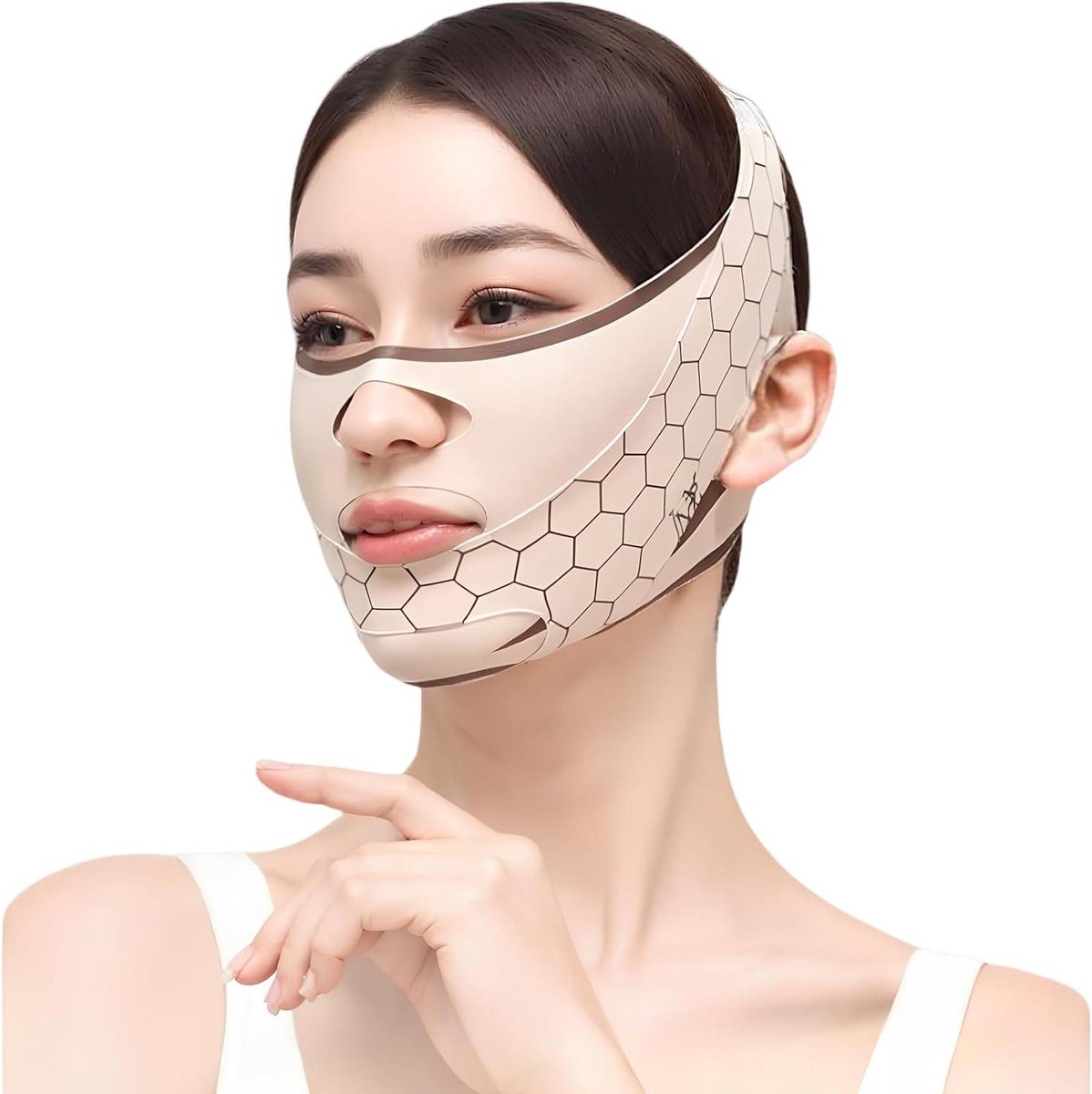 Allecto Plus - Herbruikbaar V Masker voor het Verstevigen van het Gezicht - Dubbele Kin Verwijderaar - Gezichtsband - V-Gezichtsmasker voor Liften - Gezichtsversteviging en Contouren