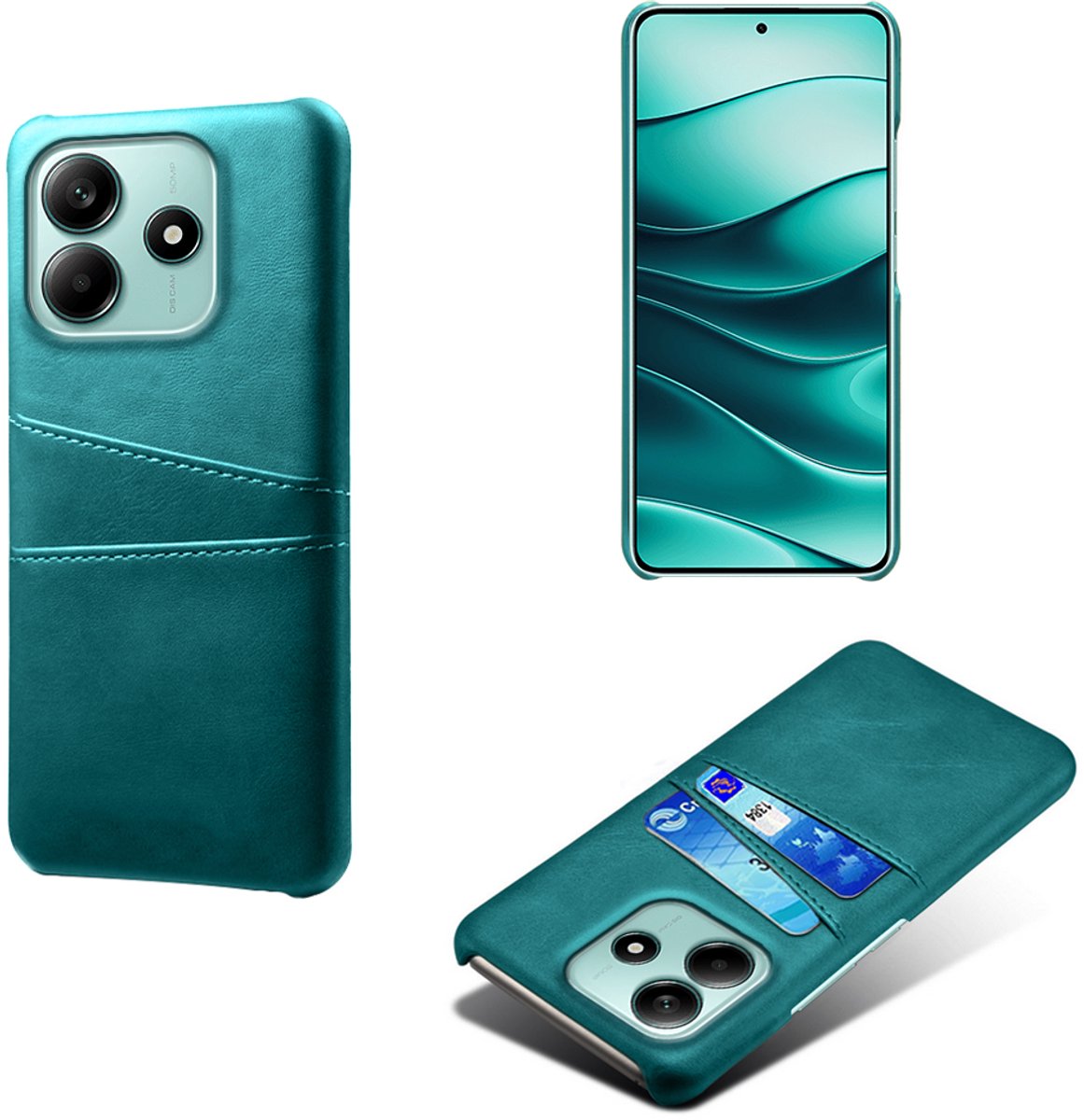Backcover met Opbergvakjes + Screenprotector voor Xiaomi Redmi Note 14 5G _ Groen