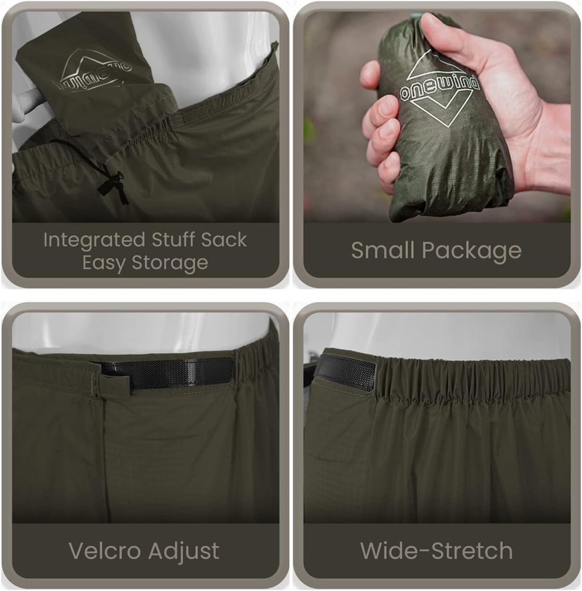 RANRAO Waterdichte regenkleding, outdoor regenrok, waterdicht, 70D ultralichte camping regenrok, waterdichte kilt regenbroek, wandelen, halve poncho