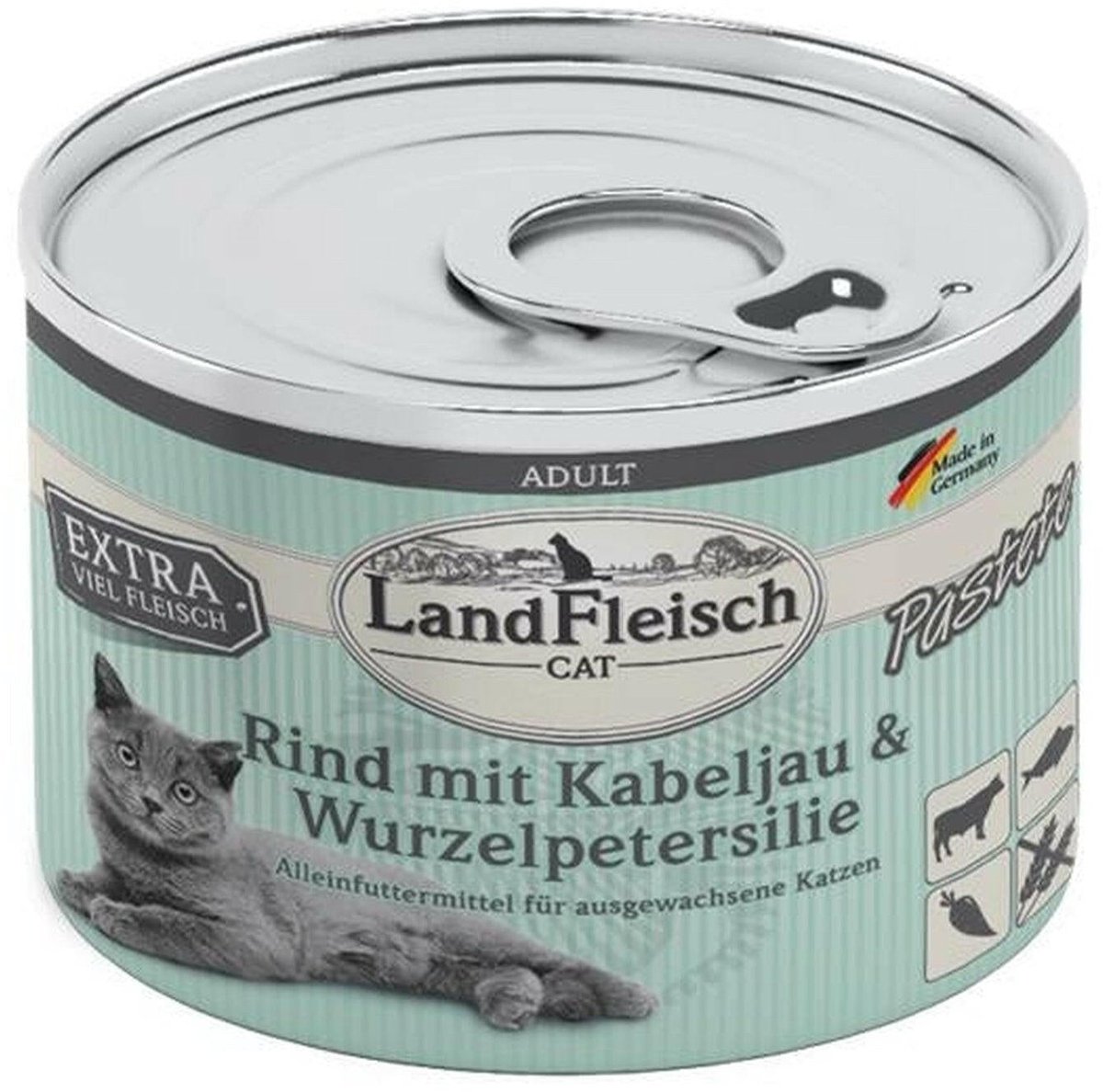 LandFleisch Cat Adult Paté 6x195g - Rundvlees, Kabeljauw & Wortelpeper