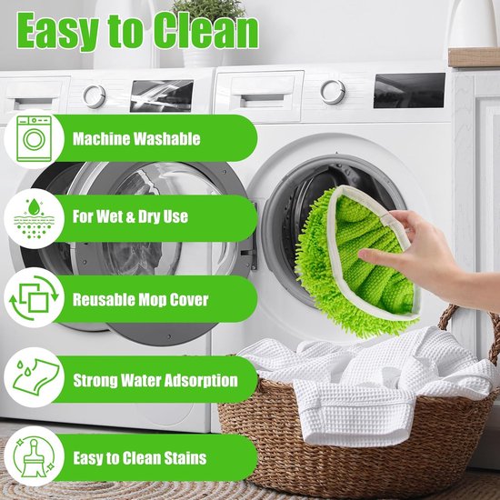 Lingettes de rechange pour balai Swiffer Sweeper - Lot de 10 - Mops - Humides et Droog pour le nettoyage de la maison - Lingettes lavables en microfibre - Convient à tous les types de sols - Pour un nettoyage efficace - 25 x 11,5 Cm