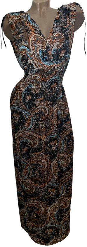 Dames jurk met print one size bruin/zwart/blauw