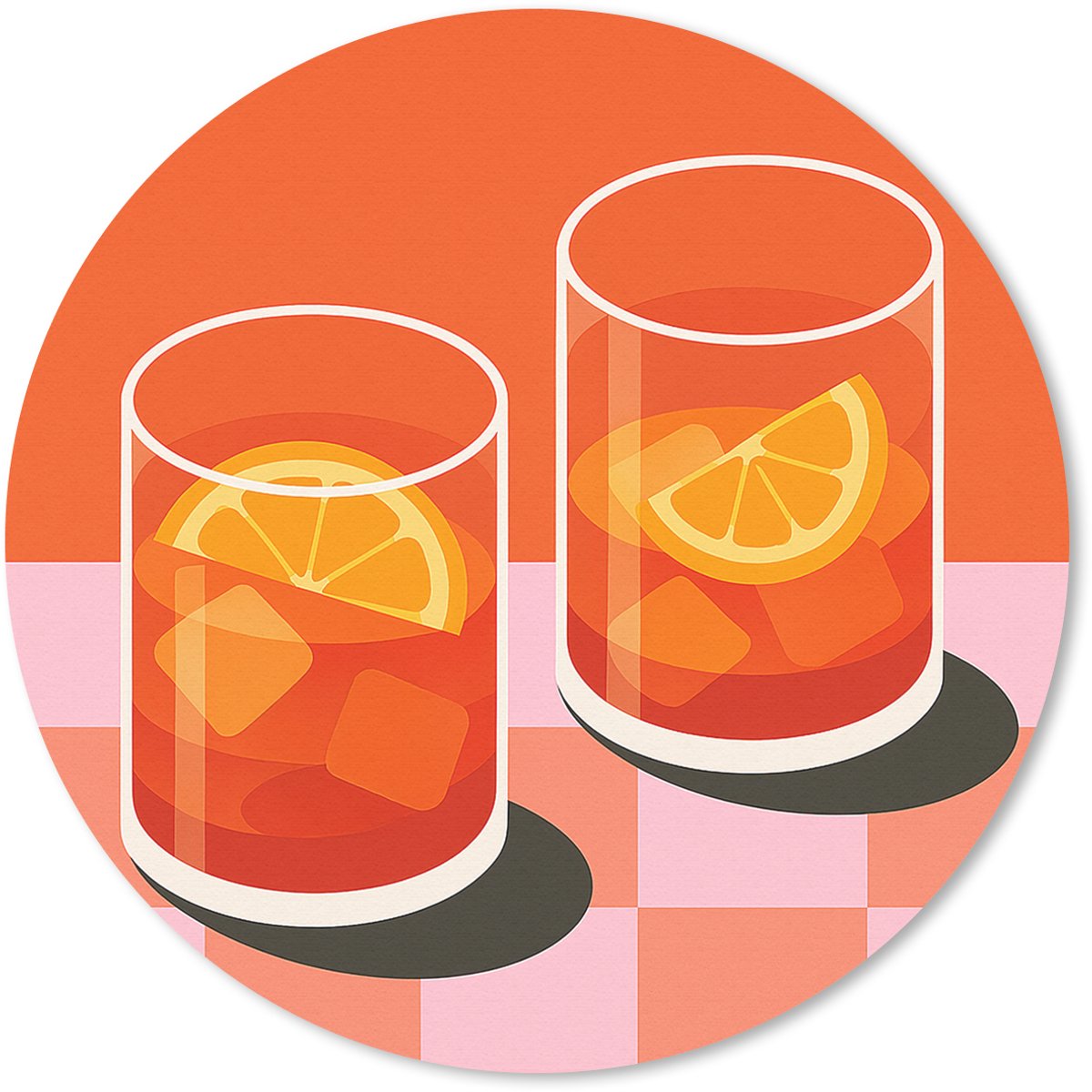Muismat rond 30x30 cm - Mousepad Sinaasappel - Glazen - Oranje - Ronde muismatten