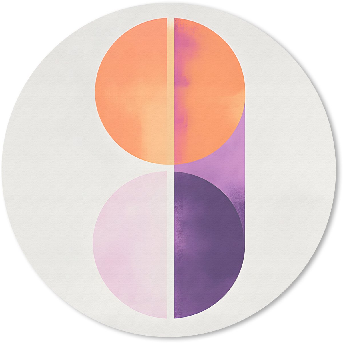 Muismat rond 50x50 cm - Mousepad Cirkels - Abstract - Paars - Ronde muismatten