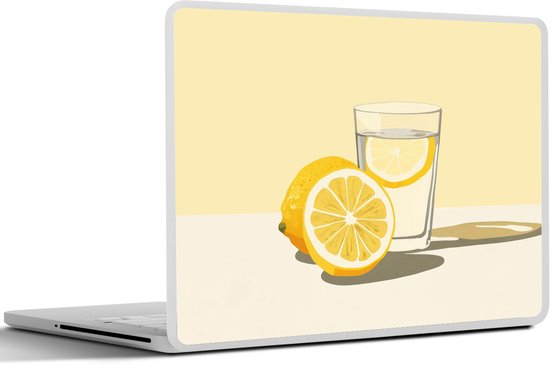 Laptop sticker - 14 inch - Glas - Citroenschijfjes - Geel - 32x5x23x5cm - Laptopstickers - Laptop skin - Cover