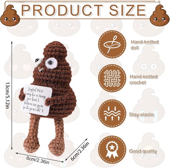 Mini Grappige Positieve Eend, 9,4cm Gebreide Wollen Pocket Eend Pop Creatieve Leuke Gebreide Positieve Emoties Eend voor Verjaardagscadeau Feestdecoratie Aanmoediging