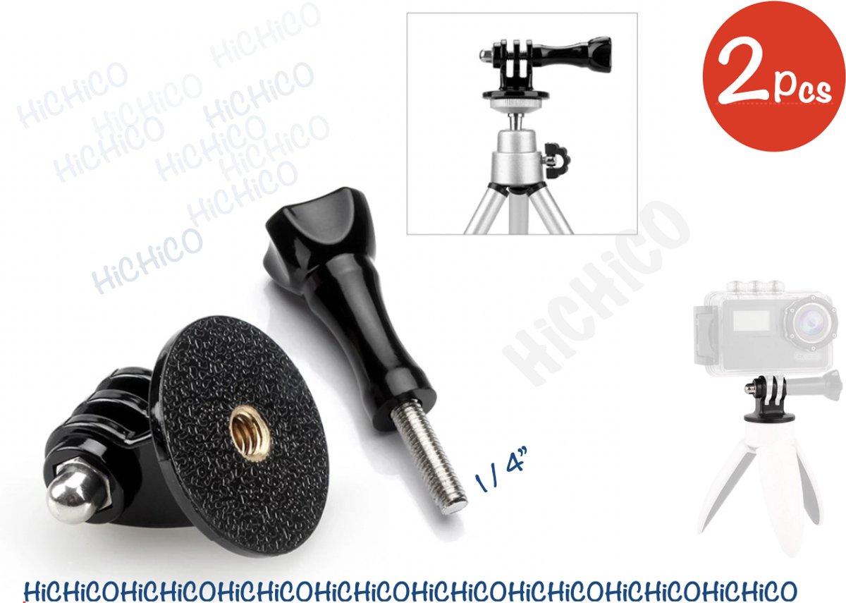GoPro Mount adapter – GoPro - GoPro aansluiting - mount adapter - GoPro Tripod Mount Adapter - Statief Monopod Adapter / Statiefaansluiting voor GoPro / Camera Accessoires Gopros Statief Mount - Mount voor action cam - 2Pcs
