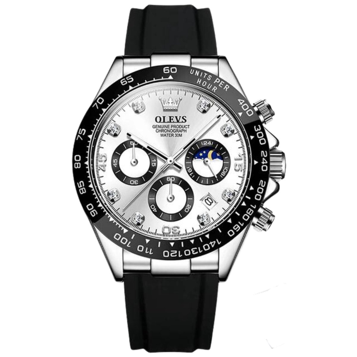 Manike 2875 Chronograaf Herenhorloge - Analoog Quartz Uurwerk, Roestvrijstalen Kast, Kunstlederen Band, Chronograaffunctie, Waterbestendig 3 ATM - Klassiek Sportief Design