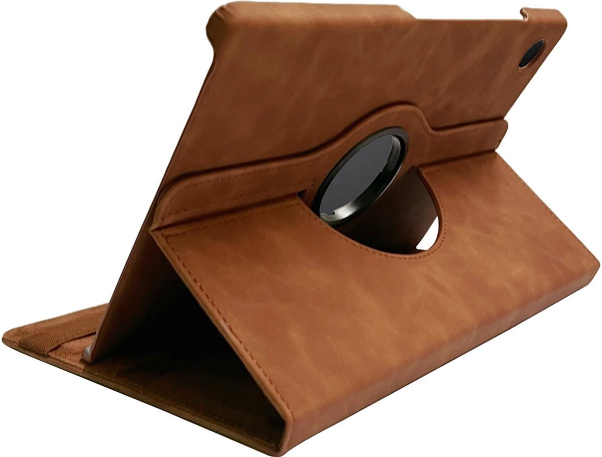 CaseBoutique Bookcase hoesje geschikt voor Samsung Galaxy Tab S10 FE+ - Cognac - Kunstleer - Draaibare Standaard in Landscape en Portrait