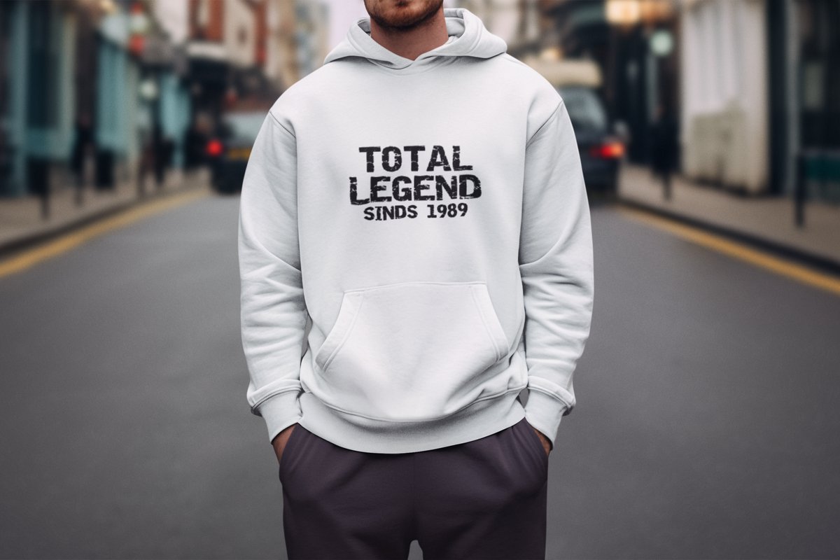 1989 Jaar Wit Hoodie heren - Maat L - Total Legend - Verjaardag Cadeau Mannen - Limited Edition