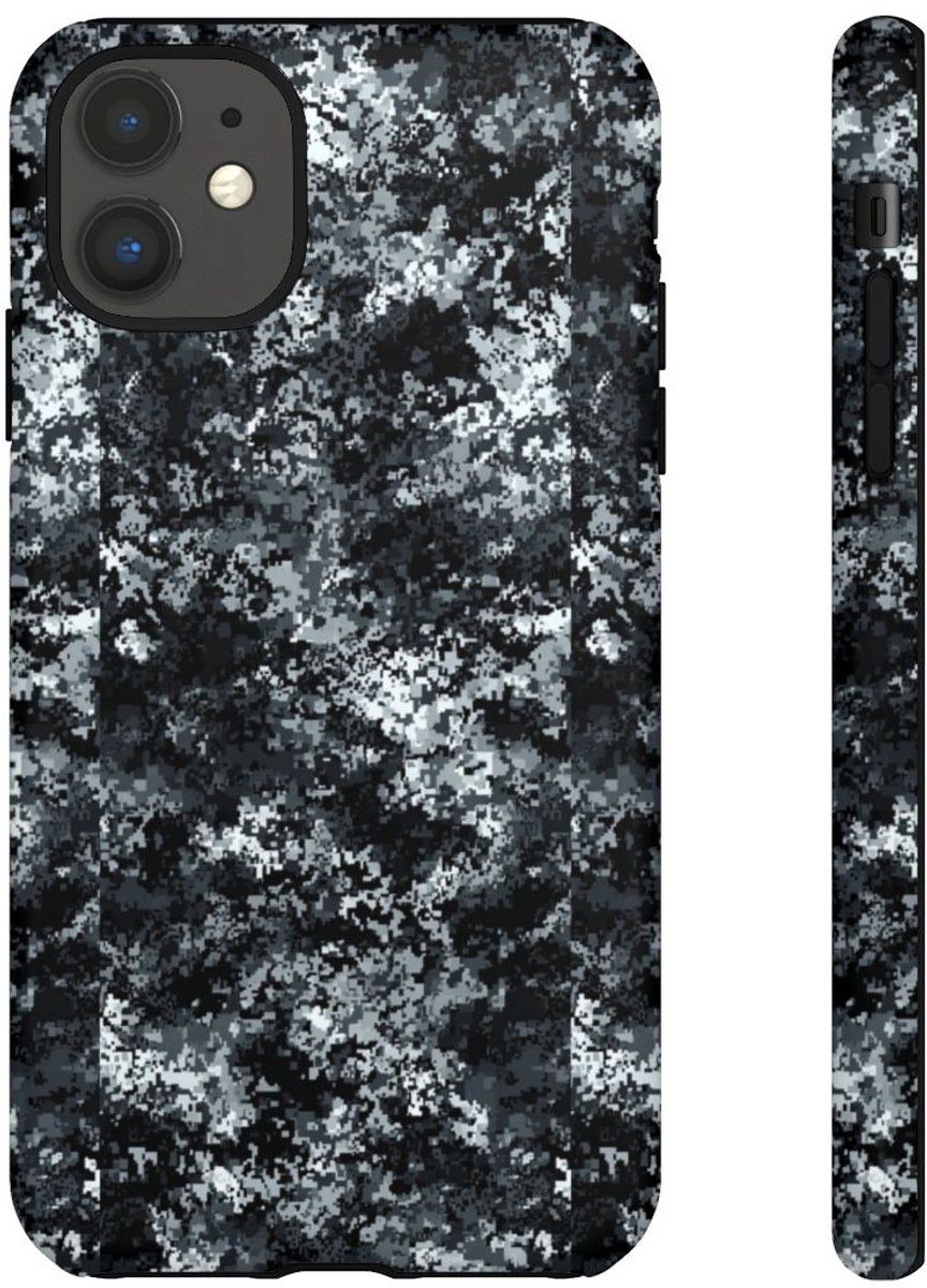 Digitale Grijze Camouflage – Mat Hoesje Geschikt voor iPhone 11