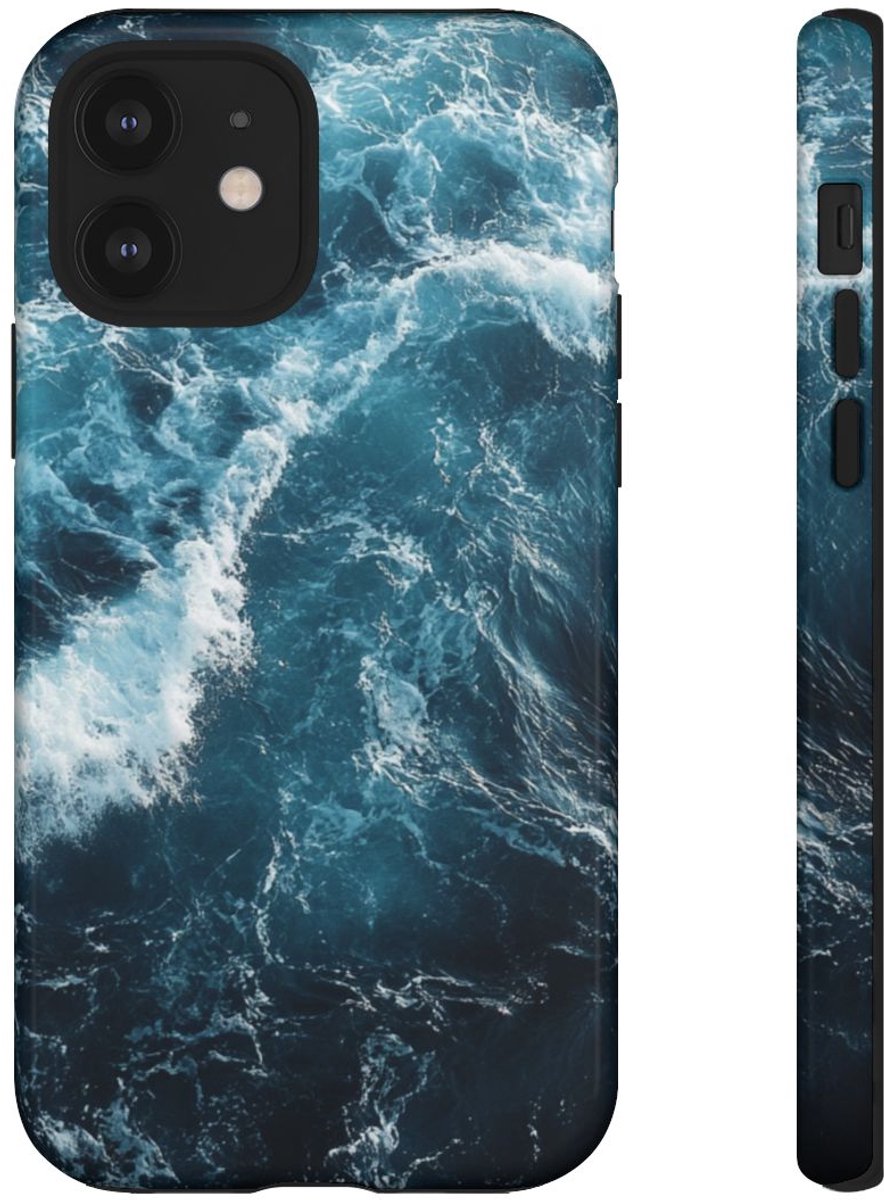 Oceaangolven in Diepblauw – Telefoonhoesje Geschikt voor iPhone 12