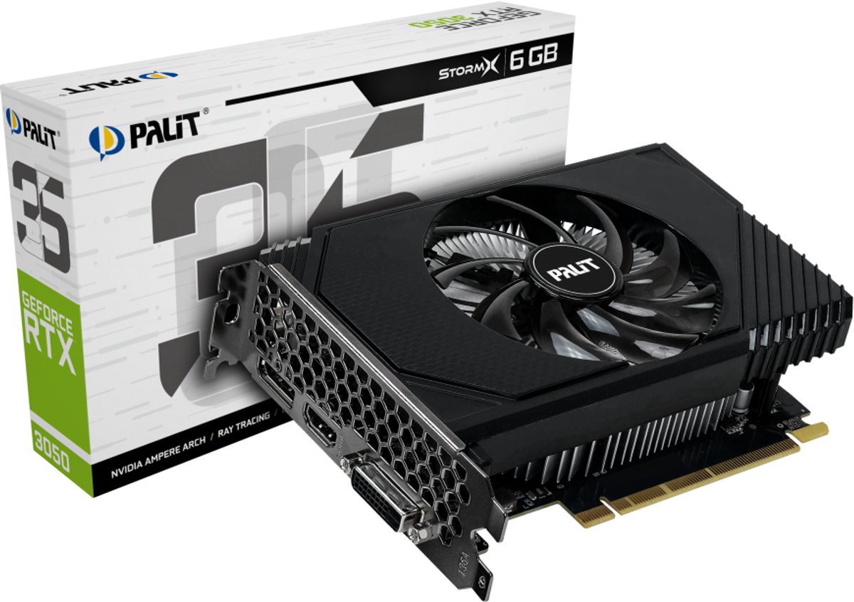 NVIDIA GeForce RTX 3050 6GB GDDR6 Grafische Kaart PCIe 4.0 7680x4320 96-bit 70W 1 HDMI 1 DP 1 DVI - Afbeelding 2