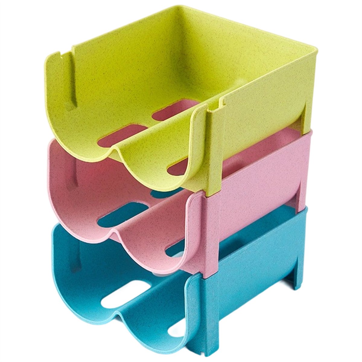 Koelkast Organizer Set - Voor Bieren, Flessen & Snacks - Geschikt voor Vriezer & Kast - BPA-vrij Plastic Opbergdoos - Voor Keuken & Voorraadkast - Blauw - 30x10x8cm - 3 Stuks