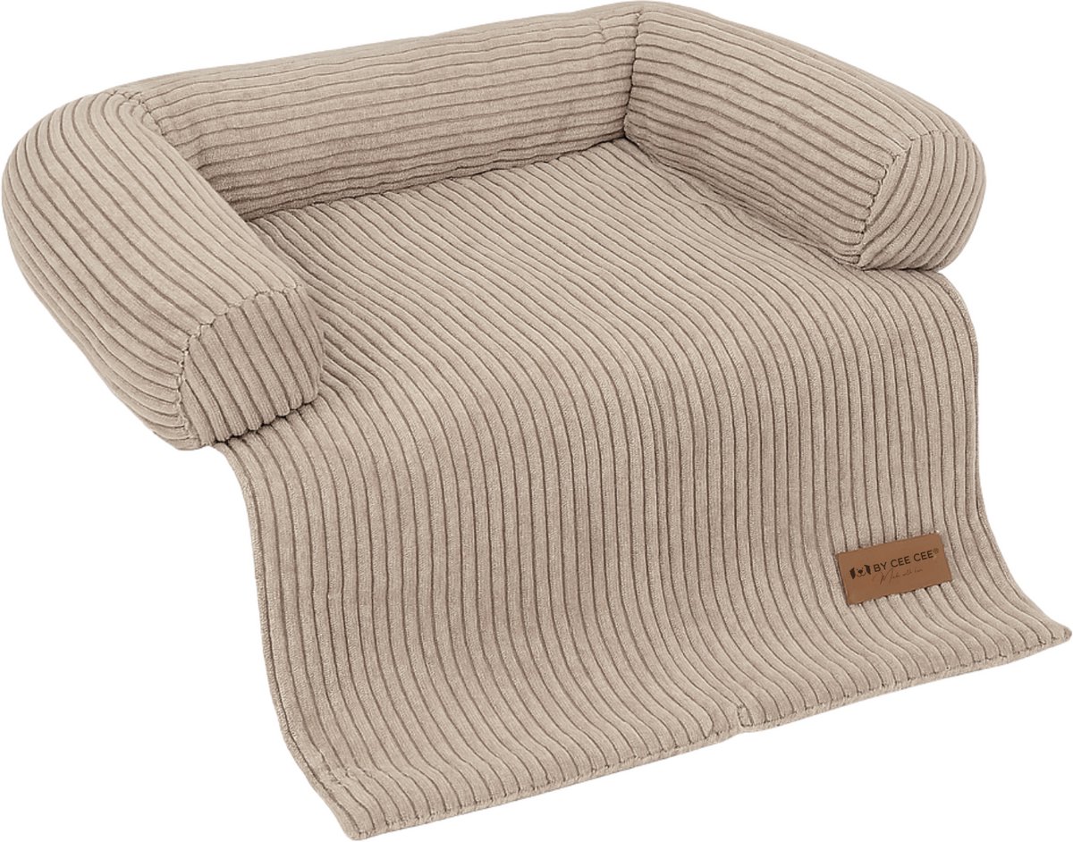 By Cee Cee Origineel Hondendeken Bank – Hondenkleed Bank - Hondenmand - Premium - Volledig Afritsbaar - Ribstof - Mokka Taupe - 75x90 - Maat S - Senna