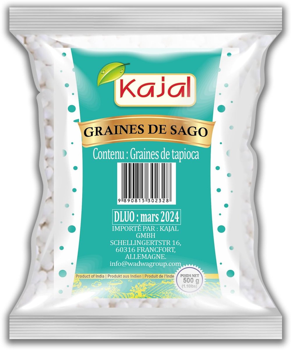 Kajal Sagoparels – 100% Natuurlijke Tapioca | Voedzaam, Licht Verteerbaar & Veelzijdig – 500g met Kajal Sticker