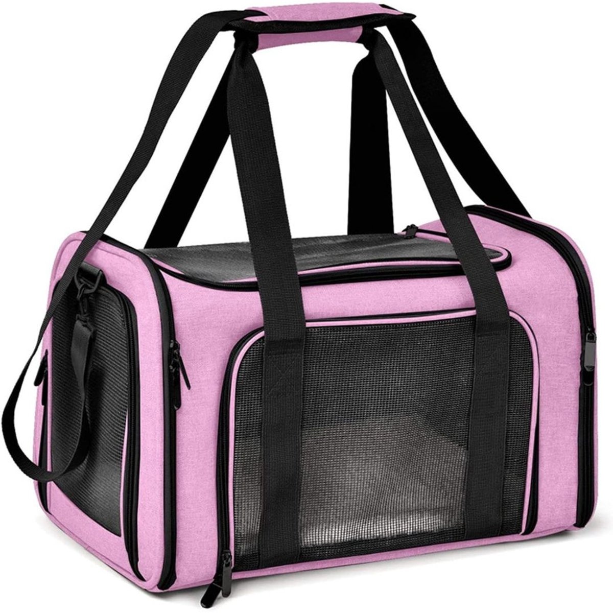 Katten Vervoersbox - Reismand Kat - Transportbox - Reistas - Roze en Zwart