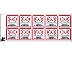 Beveiligingssticker alarmsysteem gebouw - 5 x 5 cm - 10 stuks per vel