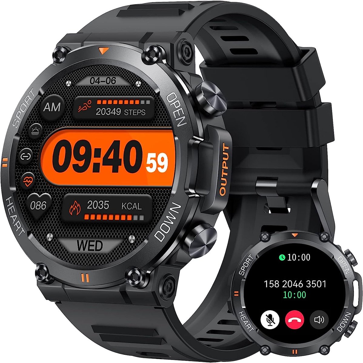 Manike K56 Smartwatch – 1,32 inch Display - Hartslag - & Bloeddrukmeting - SpO₂ - Slaapmonitoring - Multisport - IP67 Waterdicht - 7 Dagen Batterij - Meldingen, Android & iOS Compatibel