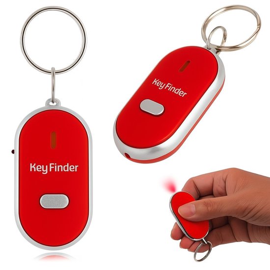 Ne perdez plus jamais vos clés ! – Just Whistle Key Finder | Réagit aux sifflements et aux applaudissements | Piles incluses – Rouge