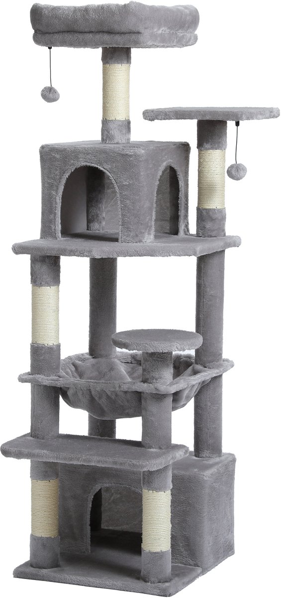 Kattenu CatHouse krabpaal voor katten - grote krabpaal voor katten - Grijs - Kattenboom met katten klimmuur - Hoge krabpaal - Medium
