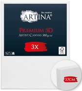 Artina FSC® Schildersdoeken 3D Premium - 30x40 cm - 2 stuks - Voorgerekte Doeken Wit met FSC® Houten Kaders Stabiele Voorbehandelde Canvas Schildersdoek 380g/m136