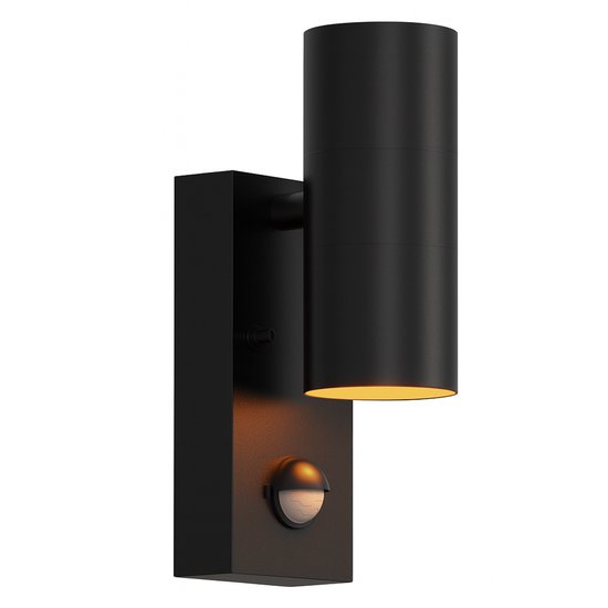 Luminize Lampe d'extérieur avec détecteur de mouvement - Applique avec détecteur - 11x7x22cm - Culot GU10 - Noir