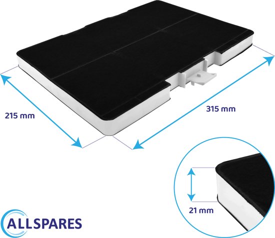 Filtre à charbon AllSpares compatible avec Bosch DHZ5346 / 11026771/00705432, Siemens LZ53451 et Neff Z5102X1 (315x215x21mm)