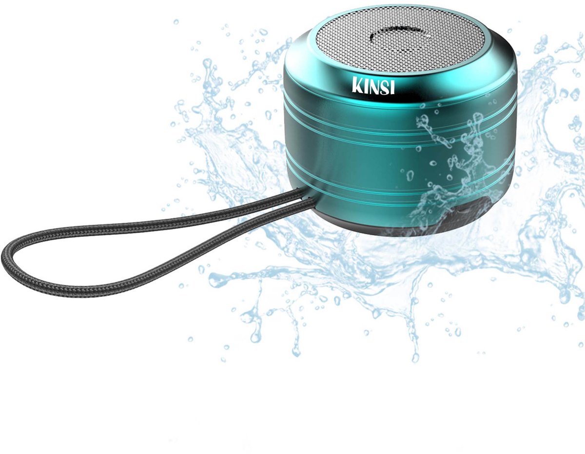 KINSI Draadloze Bluetooth Speaker met Ruisonderdrukking – Draagbare Subwoofer met 360° Full-Range Geluid & Stereo Surround Sound