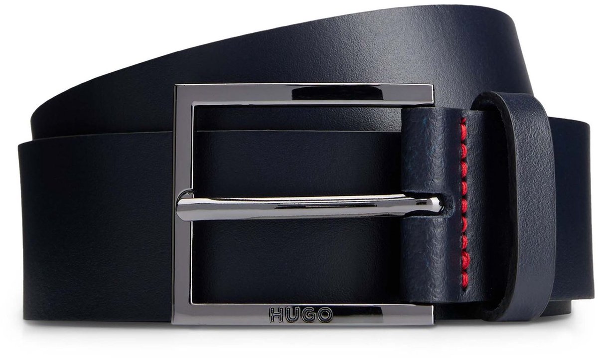 HUGO Leren riem Geek Sz35 Leather Belt W90 Dark Blue donkerblauw