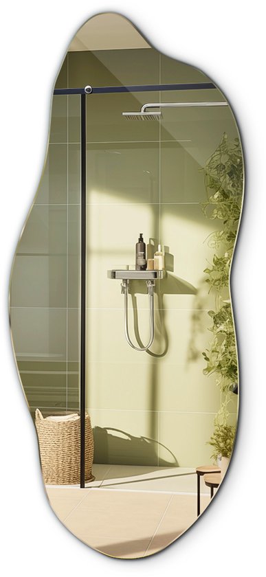 Tulup Spiegel - Spiegel Onregelmatig - 45 cm x 100 cm - Organische Spiegel - Spiegel Voor de Woonkamer - Spiegel Onregelmatig - Organische Spiegel - Industriële Wandspiegel