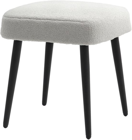 HOMCOM hocker - polyester - 42x42x47 cm - lichtgrijs