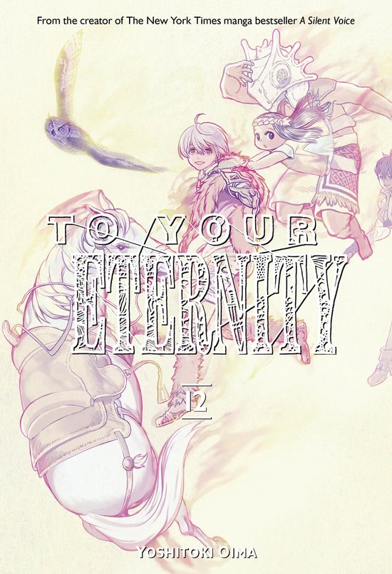 Couverture du livre 'To Your Eternity 12' avec des personnages d'anime et le titre.