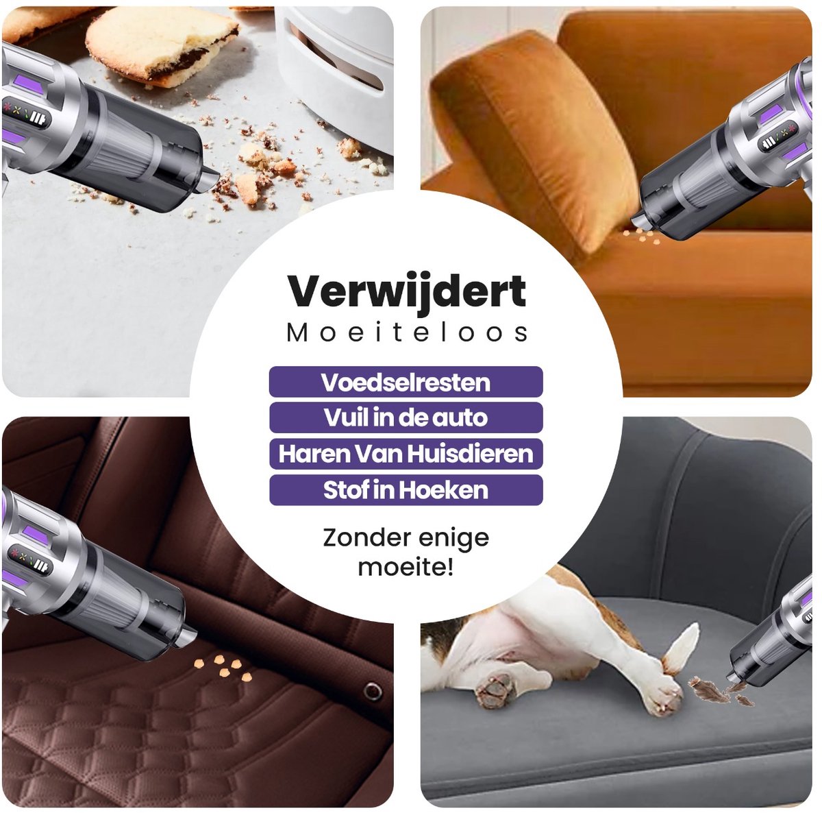 Kruimeldief Snoerloos - Handstofzuiger - 20.000 Pa zuigkracht - Auto Stofzuiger met 9 Opzetstukken - Kruimelzuiger - 100W - Airduster - Zuigen & Blazen — afbeelding 5