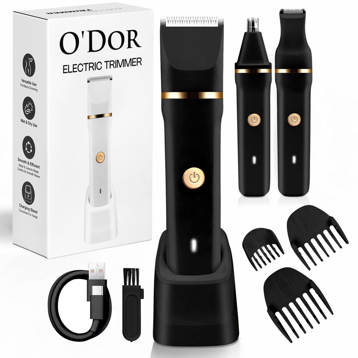 O’dor 3-in-1 Trimmer & Ladyshave – Scheerapparaat Vrouw - Bikinitrimmer - Neustrimmer - Waterdicht