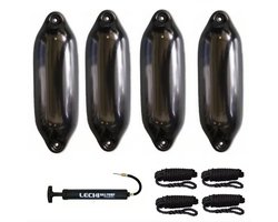 Fender Set 11*40 - 4 Stootwillen met Fenderlijn en Pomp - Complete Fender Boot Set - Stootwillen voor Boot of Sloep