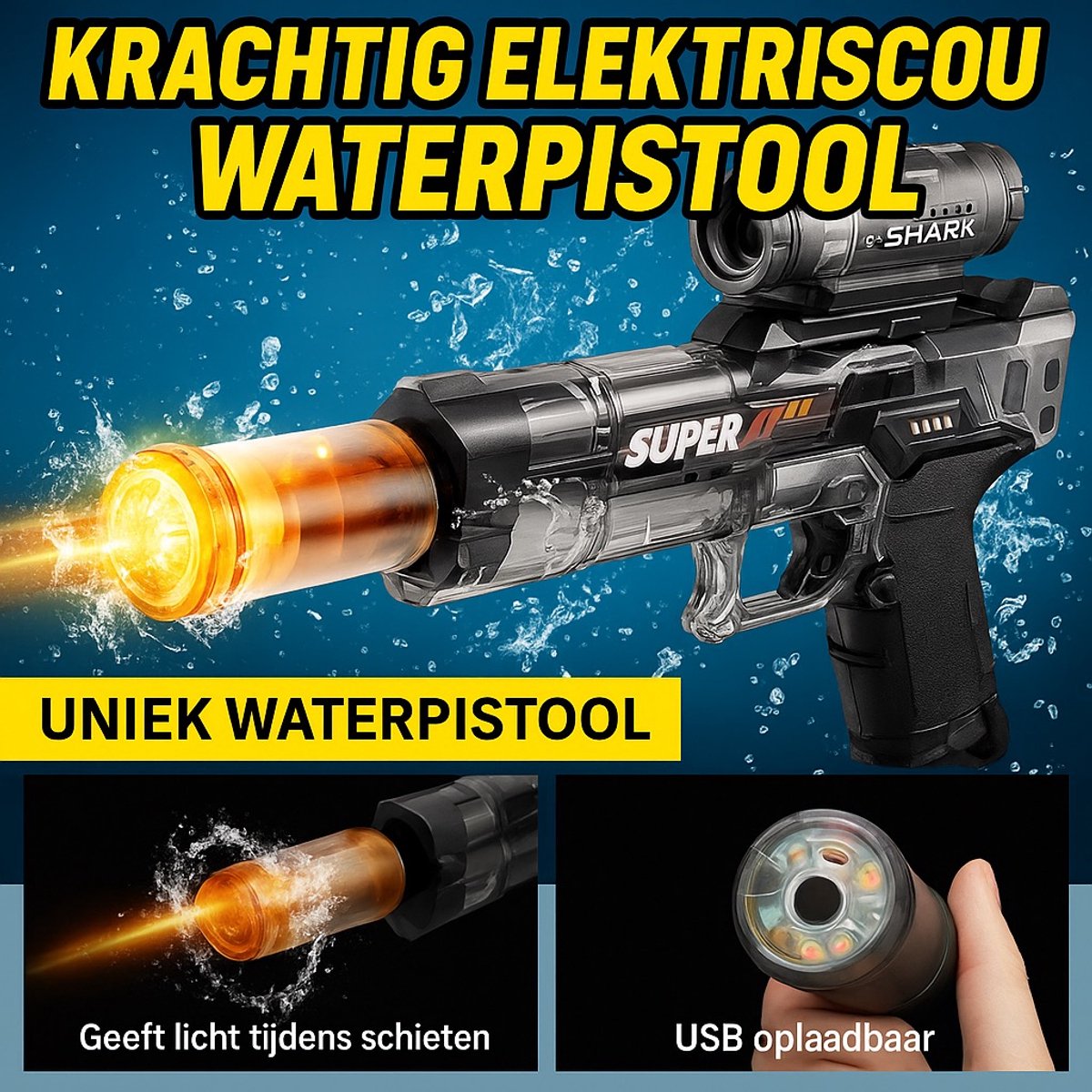 Astravon Elektrisch Waterpistool - Automatisch Waterpistool - 8 meter bereik - Zomer Speelgoed - Watergevecht - Super Soaker - Oplaadbaar Waterpistool - Kinderplezier - Waterpret - Strand Speelgoed - Tuinspeelgoed - Elektrisch Speelgoed - Waterbattle — afbeelding 6