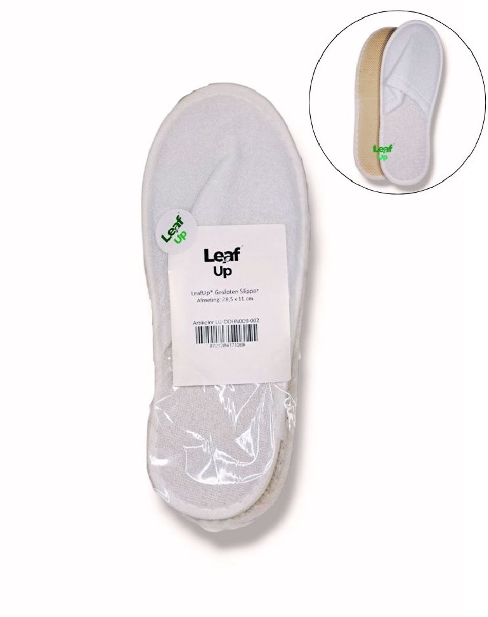 LeafUp® Gesloten Wegwerp Slipper - Hotel Slippers - Sauna - Wellness - Dichte Neus - Maat 36-42 - Wit - per paar (B2)