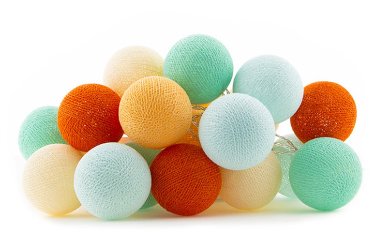 Cotton Ball Lights - LED lichtslinger voor binnen - Handgemaakt en Fairtrade - 20 lampjes - Sunset