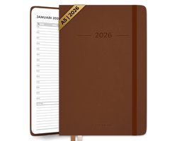 Systemyze Agenda 2026 Volwassenen - Weekkalender - Planner - Incl. Tijdsindeling - A5 Formaat - Bruin