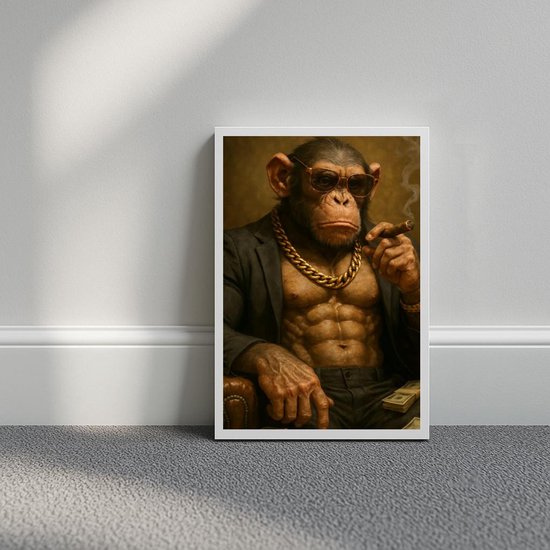 Affiche « Singe Gangster » - Posters Animaux - Fantastique - Décoration murale pour salon - Papier 180 g/m² - XS6141AZ - Dimensions : 30 x 40 cm