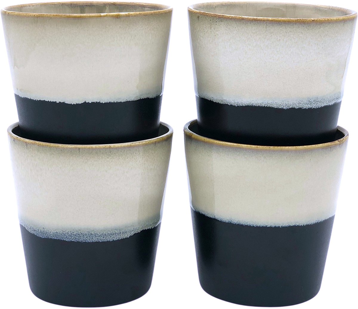 Lavandoux - Cappuccino Mokken - Steengoed - Retro - 220ml - Set van 4