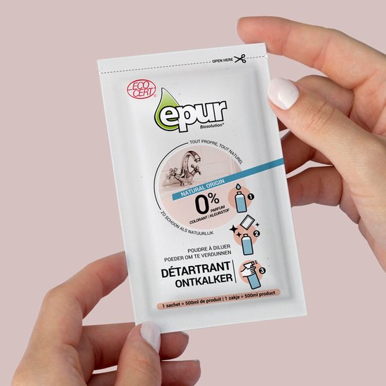 Epur - Ontkalkingspoeder - Poeder om te verdunnen ontkalker - 20 g poeder + 500 ml water = 500 ml product