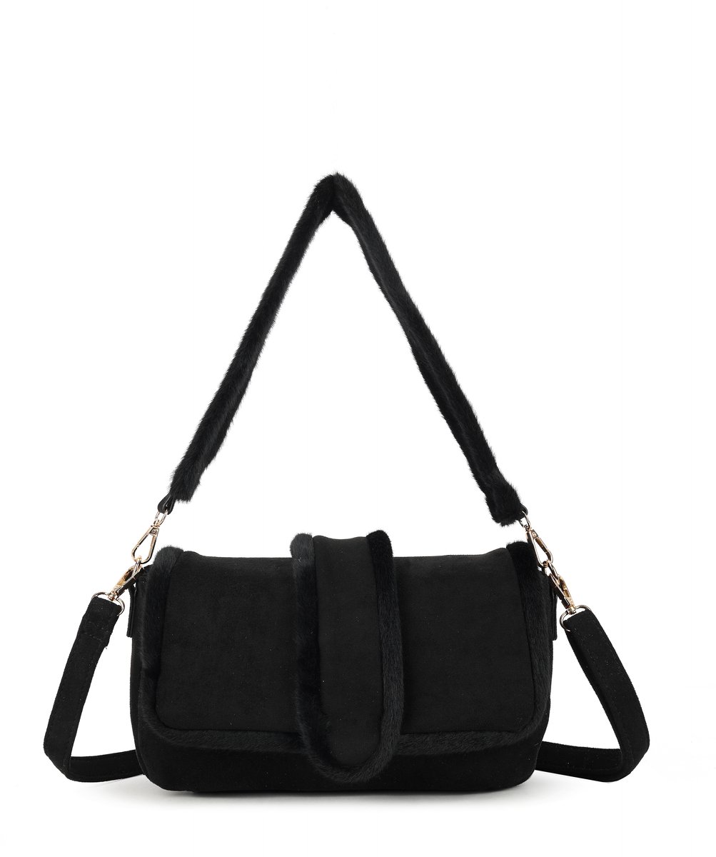 Giuliano Kunst suede schoudertas Bella - Dames - Bont - Zwart