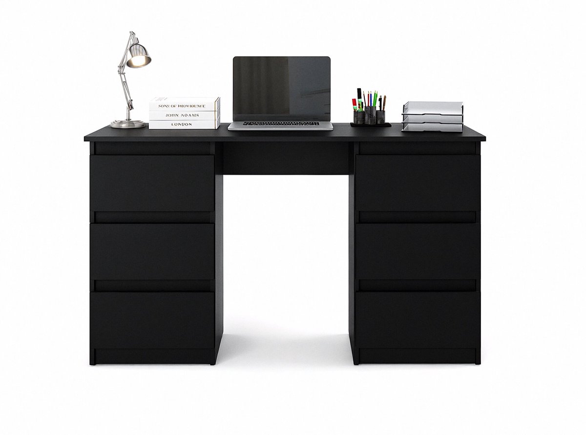 Meubel Square - Bureau Bernova - Wit Mat - Kindertafel met 6 lades