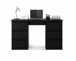 Meubel Square - Bureau Bernova - Mat Zwart - Kindertafel met 6 lades