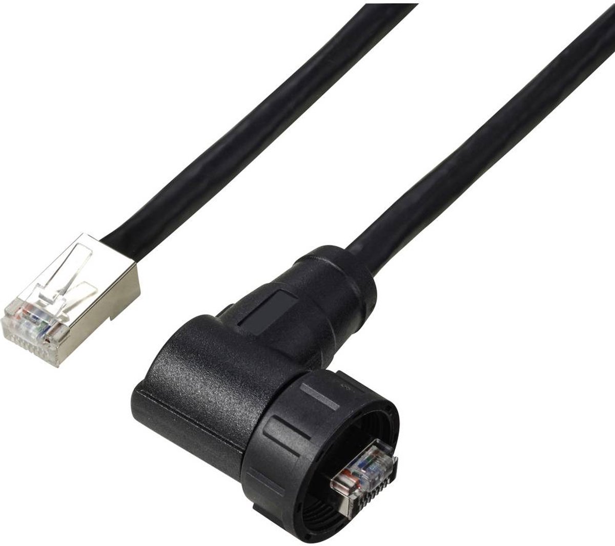 TRU COMPONENTS TC-E13T-MR6-MCD/NCA-0.5PV-S RJ45 haaks mannelijk IP67 (schroefdraad) kabel CAT6A, 0,5 m TC-13543640 Aant