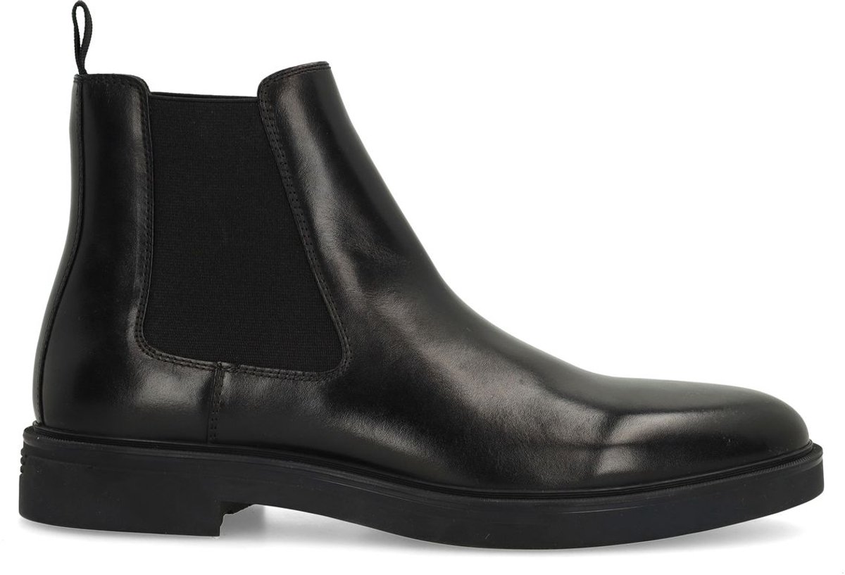 Manfield - Heren - Zwarte leren Chelsea boots - Maat 47