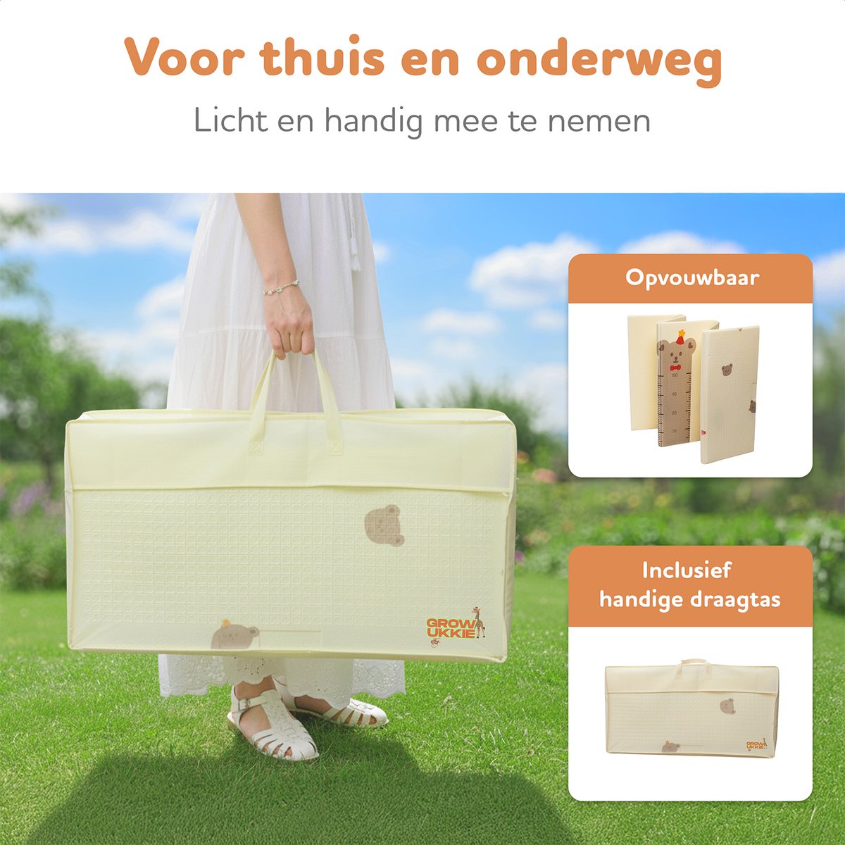 GrowUkkie Speelmat - Speelkleed Baby - Binnen En Buitenkleed - 175x150cm - Opvouwbaar - Inclusief Opbergtas — afbeelding 4