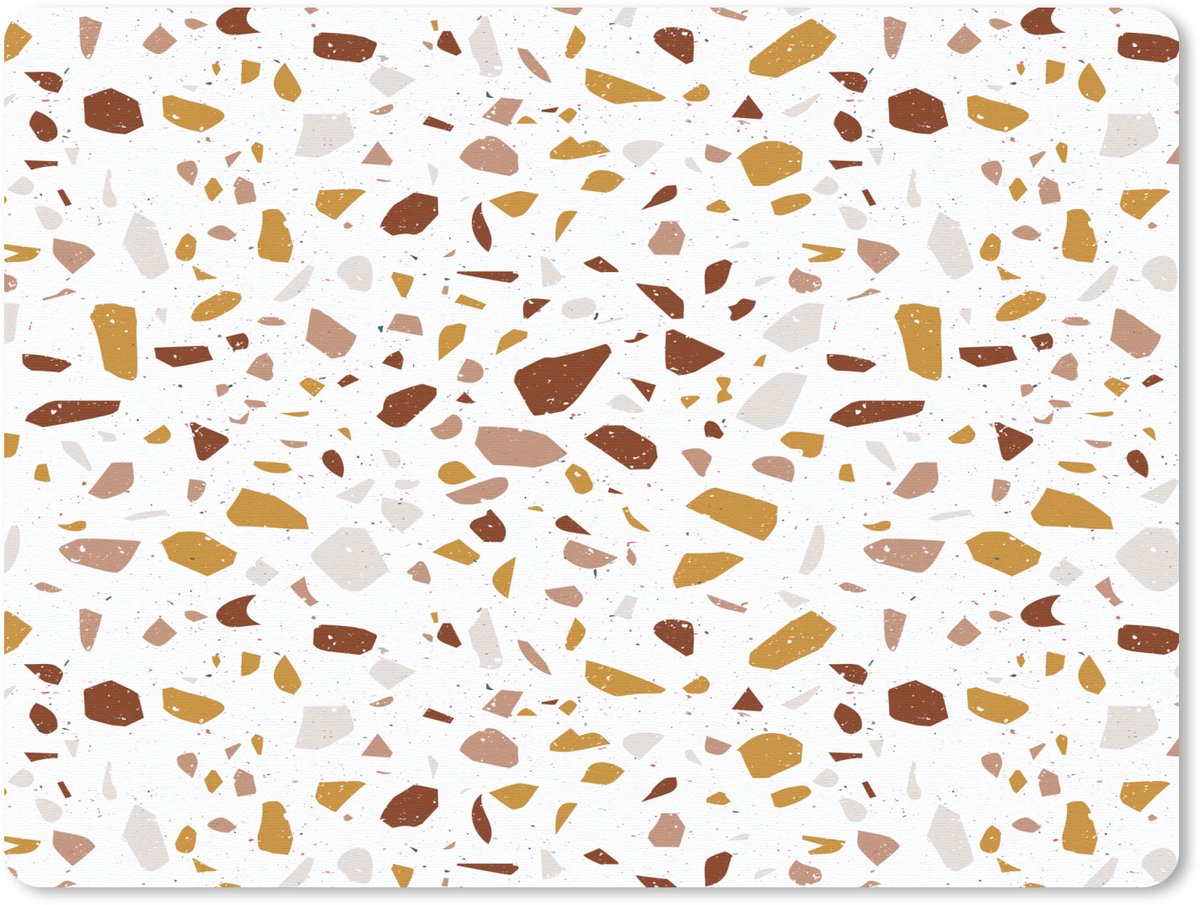 Muismat 23x19 cm - Mousepad Terrazzo - Patroon - Wit - Urban - Muismatten